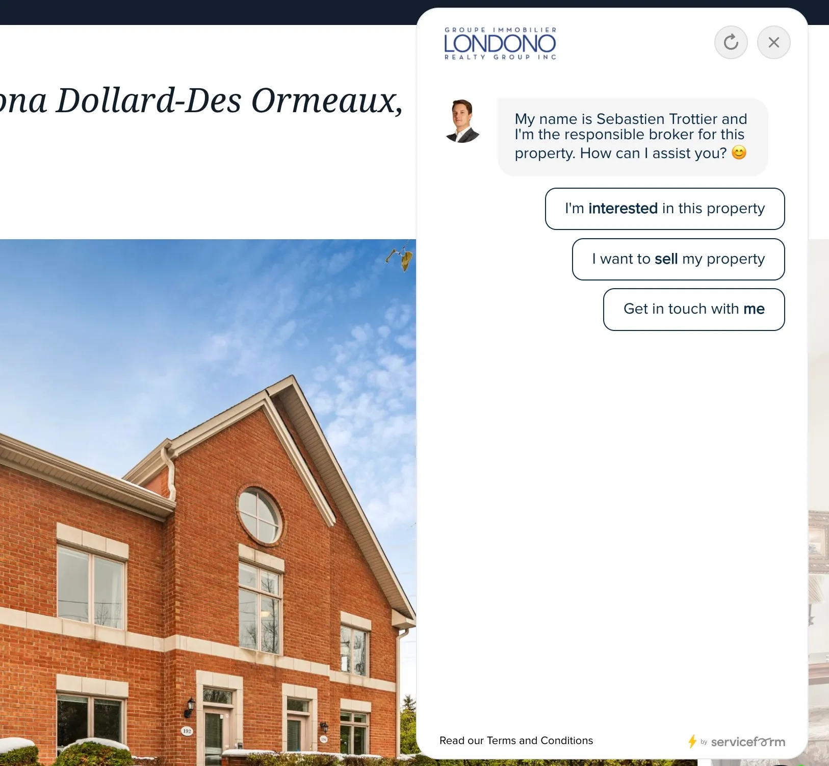 Londono Group Property Page Chatbot Open