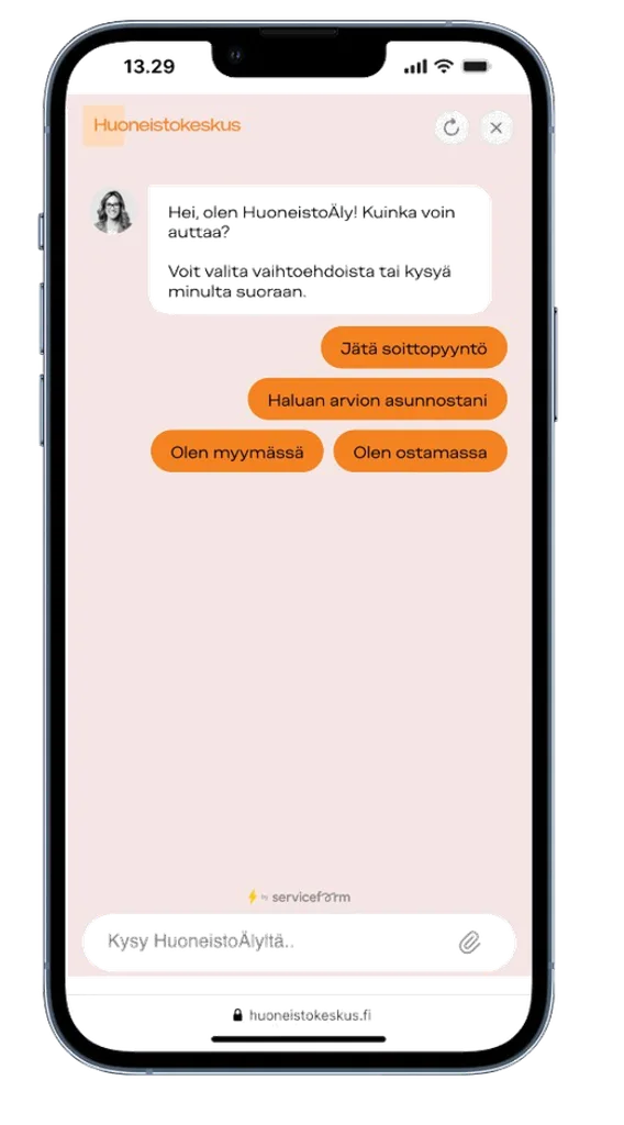 Serviceform live on Huoneistokeskus's site