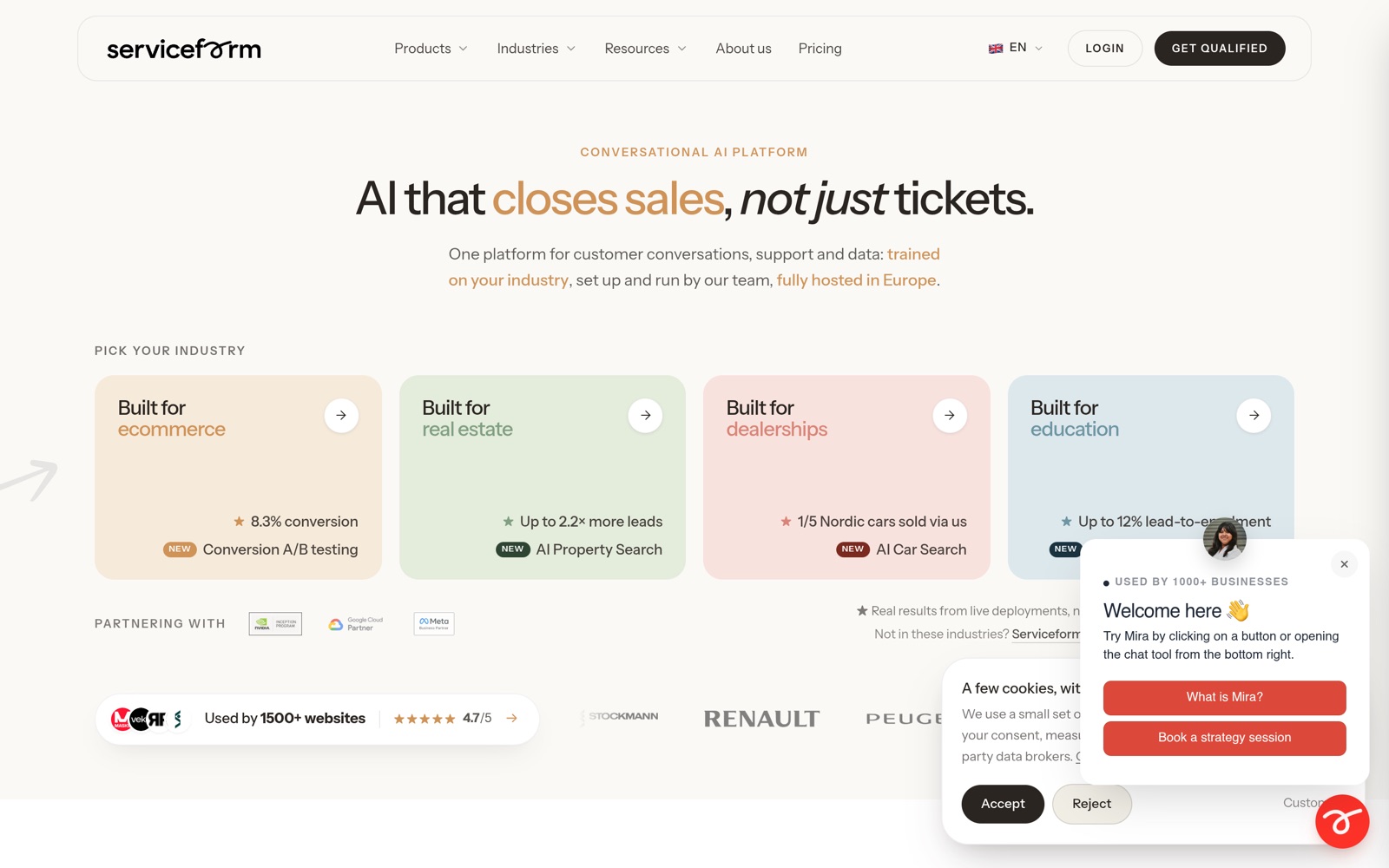 Serviceform homepage