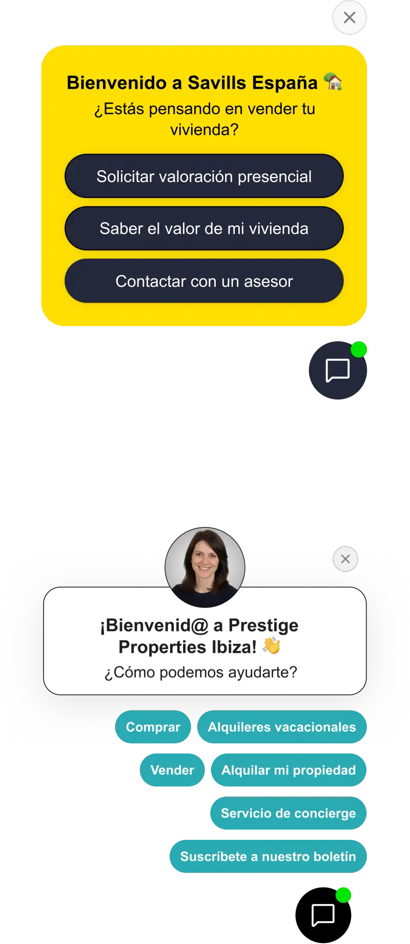 Serviceform bot on a real estate website, viewing booking example