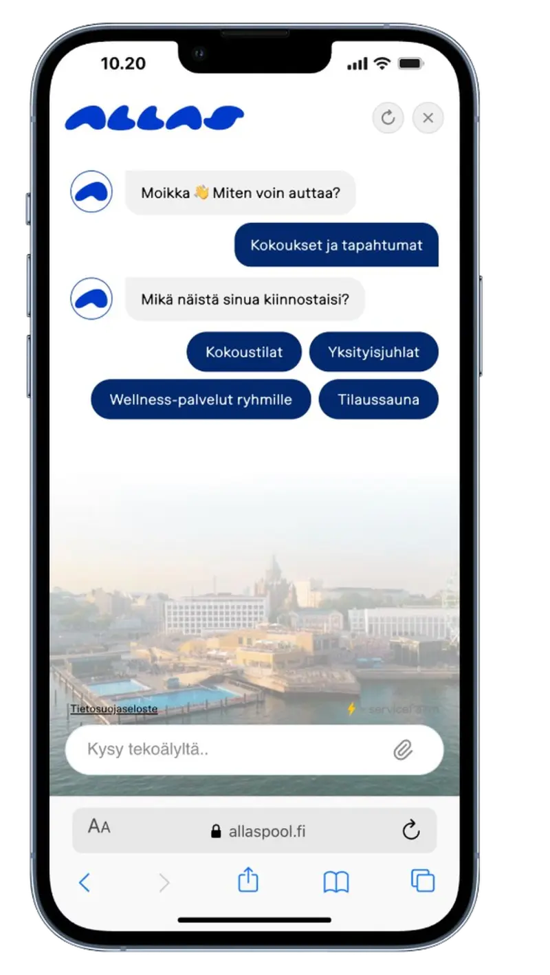 Serviceform-botti suomalaisella verkkosivulla, esimerkki 18