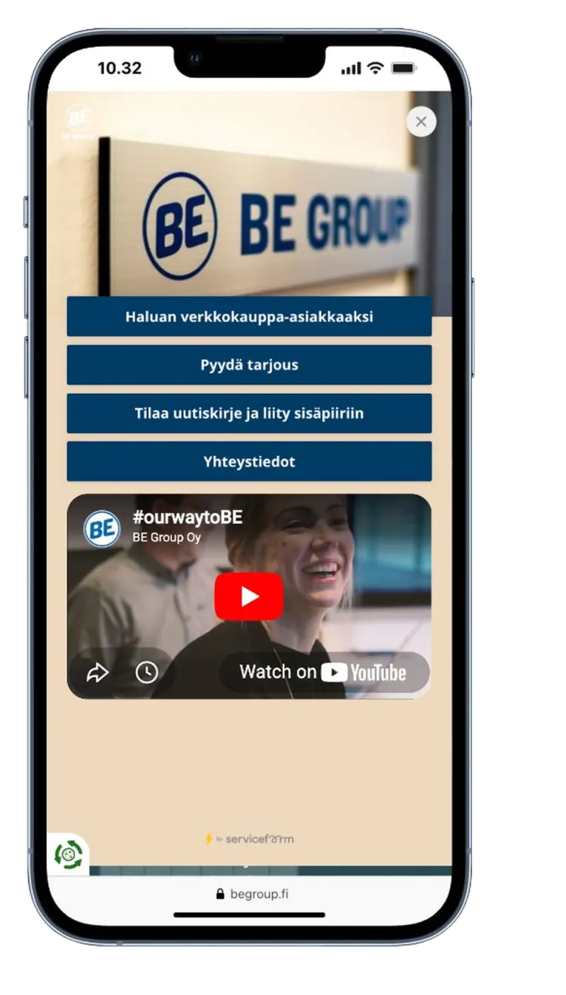 Serviceform-botti suomalaisella verkkosivulla, esimerkki 25